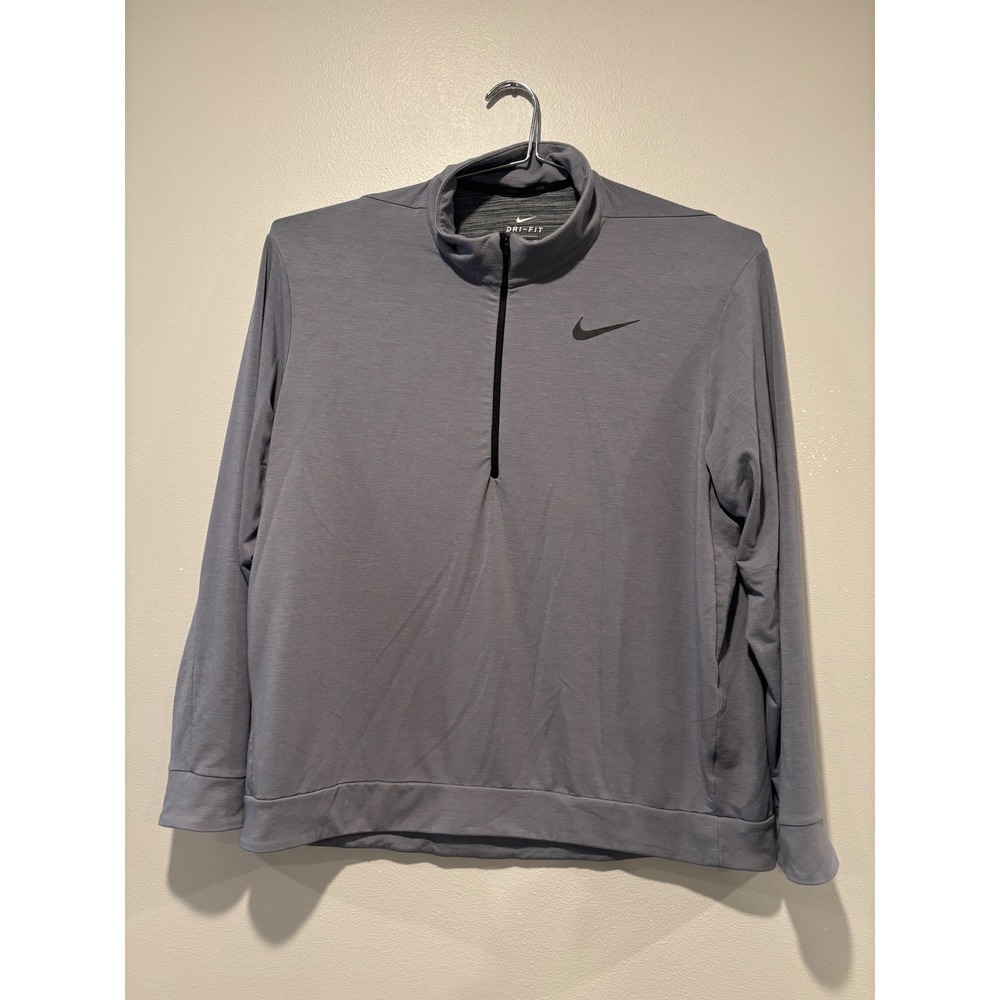 Nike Dri-FIT Mens XXL Gray Quarter Zip Pullover Long Sleeve Athletic Shirt